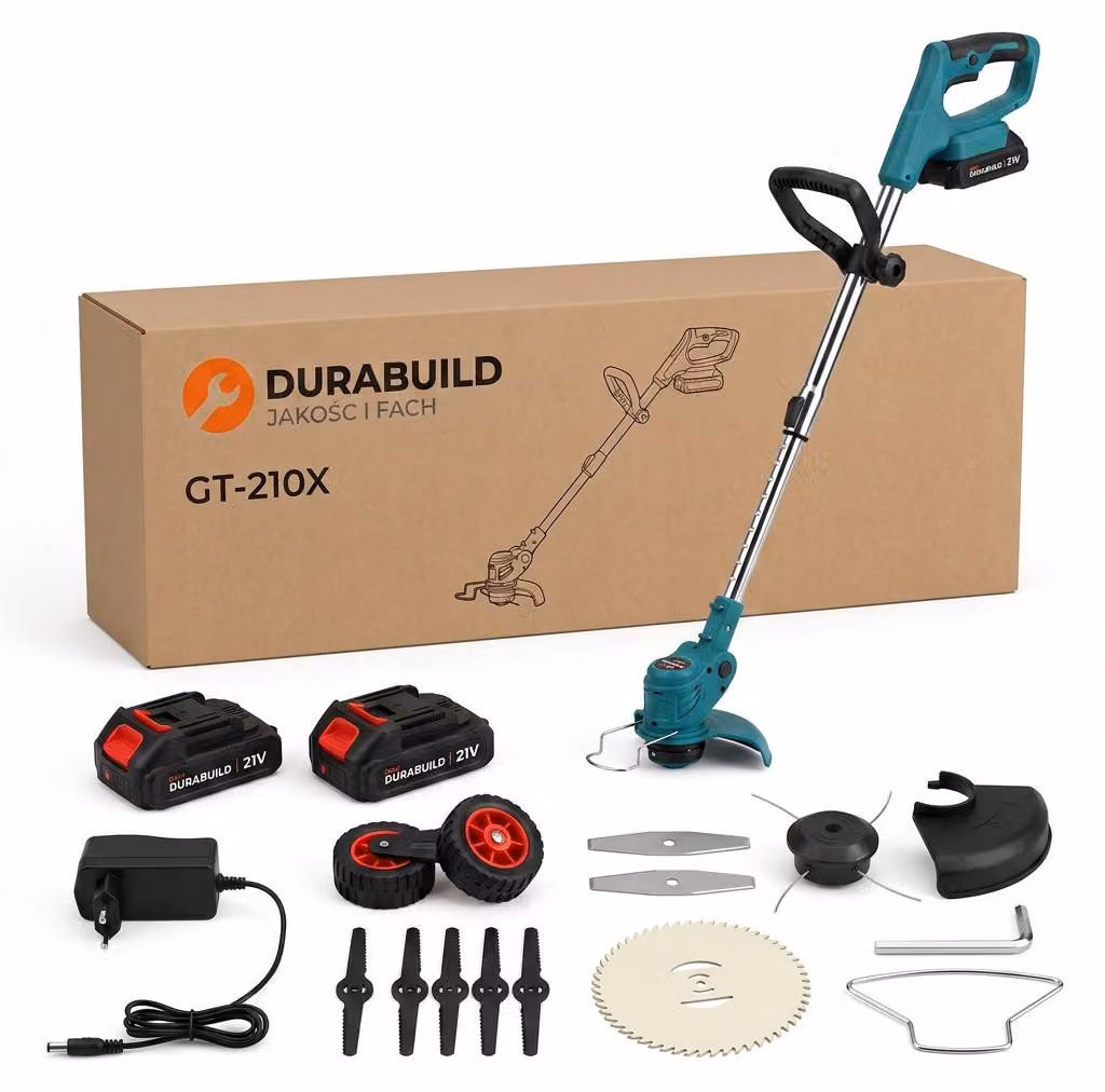 Tagliabordi decespugliatore a batteria con 2 batterie e 4 tipi di lame, manico telescopico regolabile, tagliaerba senza filo per giardino
