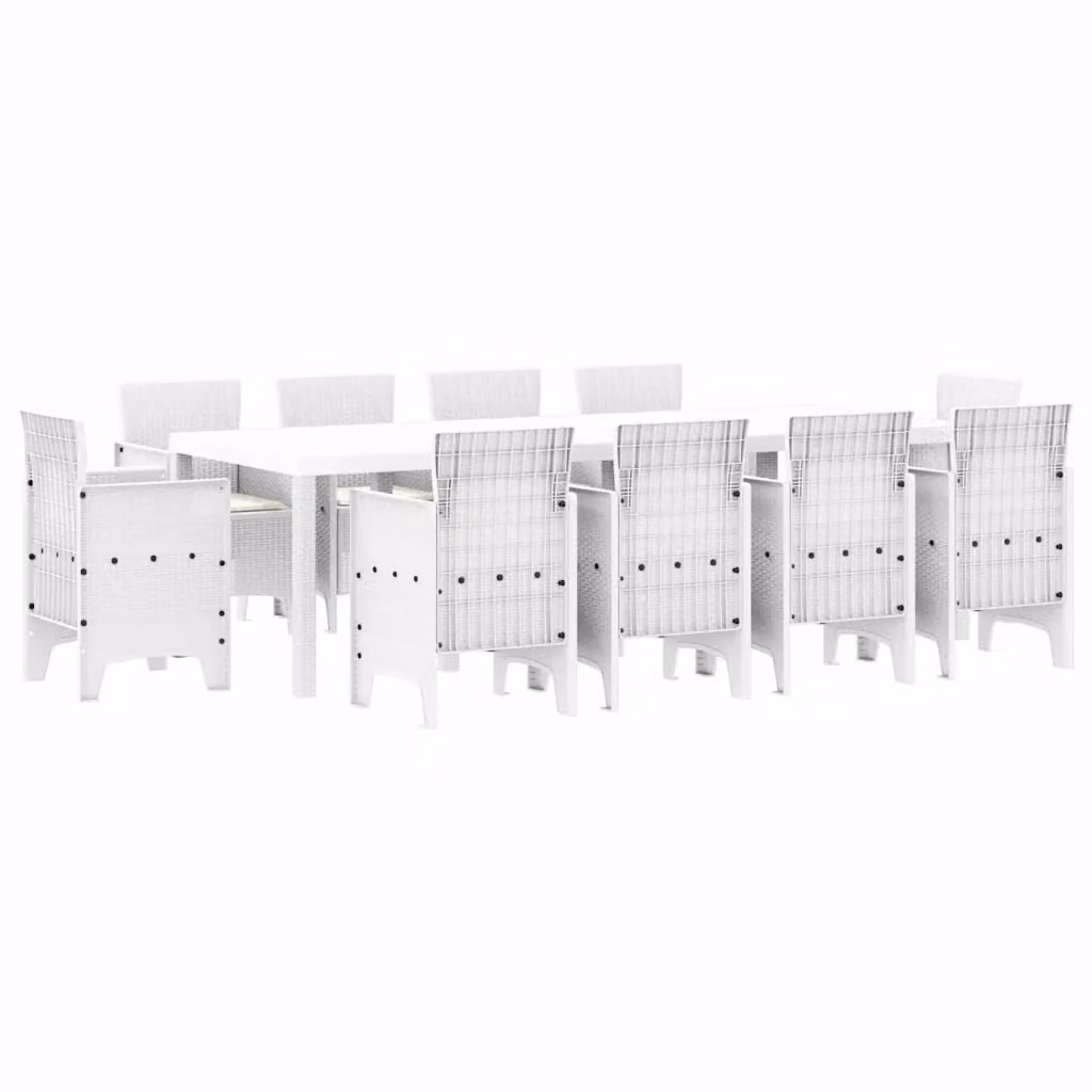 vidaXL Set da Pranzo per Giardino e Terrazzo 11 pz in Polyrattan Bianco Moderno – 2