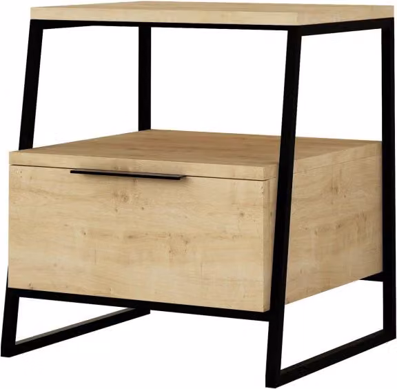 Comodino moderno Hanah Home in legno e MDF con cassetti soft-close, Beige e Marrone, L 40 cm x P 40 cm x H 50 cm – 1