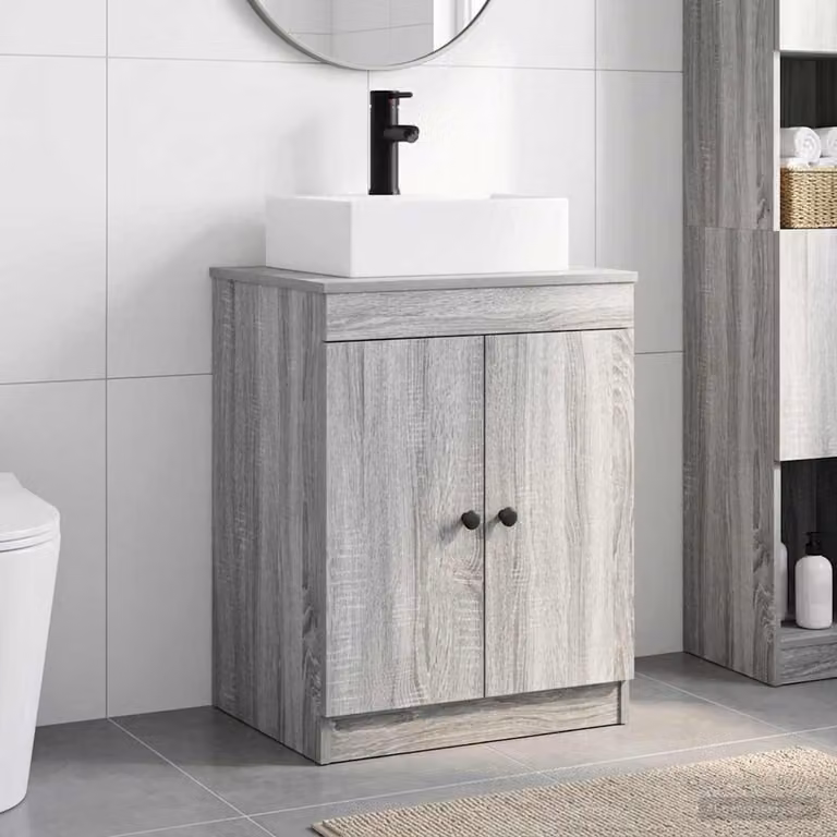 Set di mobili per il bagno vidaXL moderno in legno ingegnerizzato grigio opaco