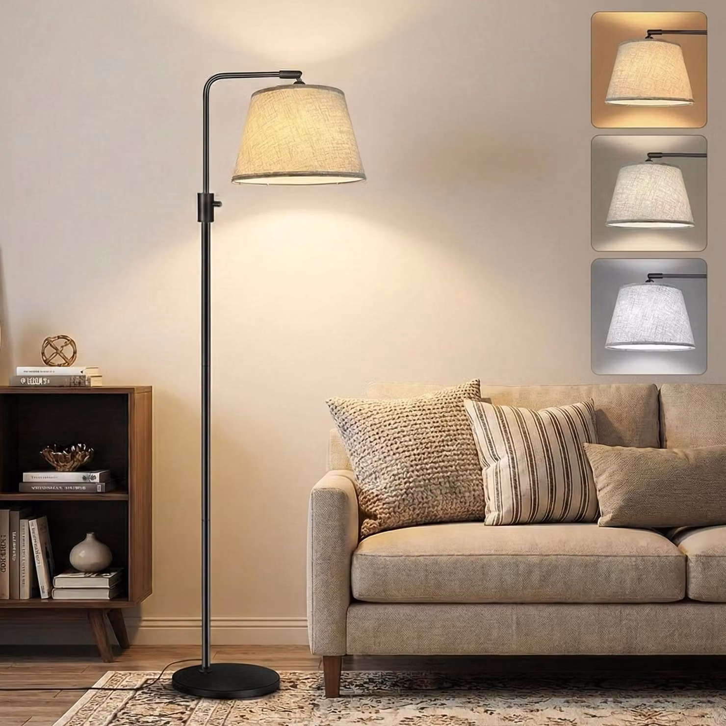 Lampada da terra Lampada da terra moderna con lampadina LED da 12W a 3 temperature di colore per camera da letto soggiorno ufficio