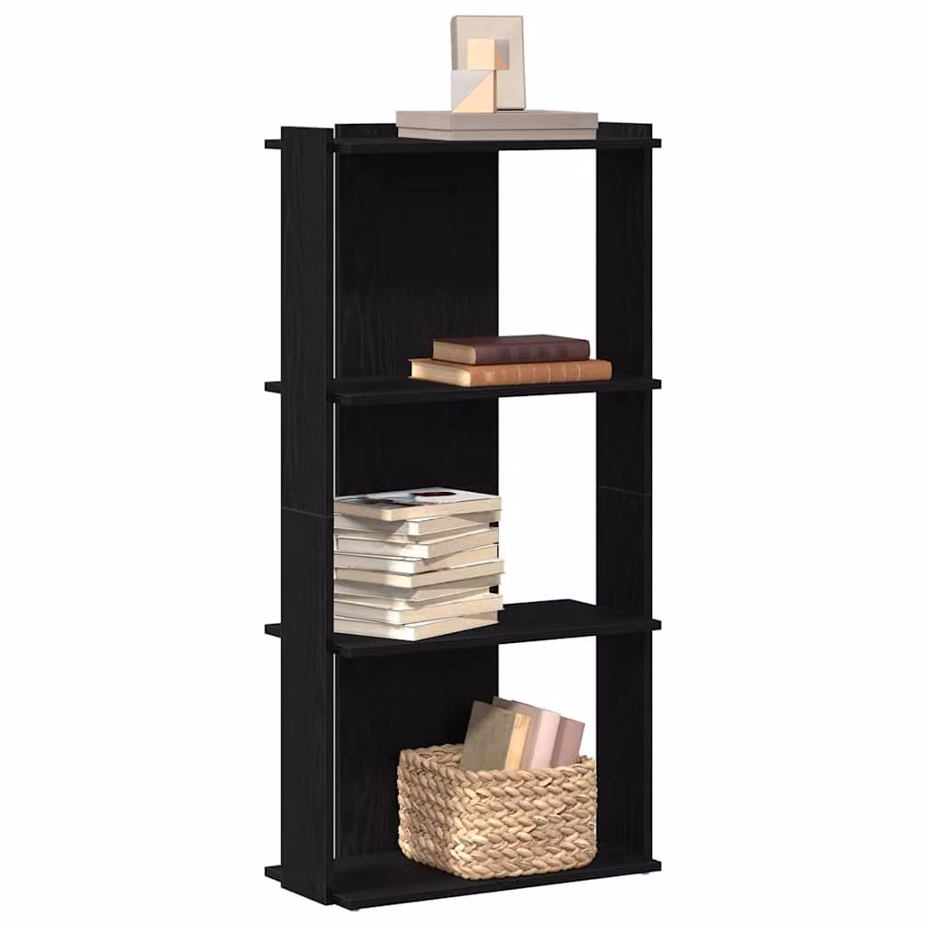 Libreria moderna vidaXL a 3 ripiani in legno e MDF, colore nero, L 60 cm x P 30 cm x H 120 cm