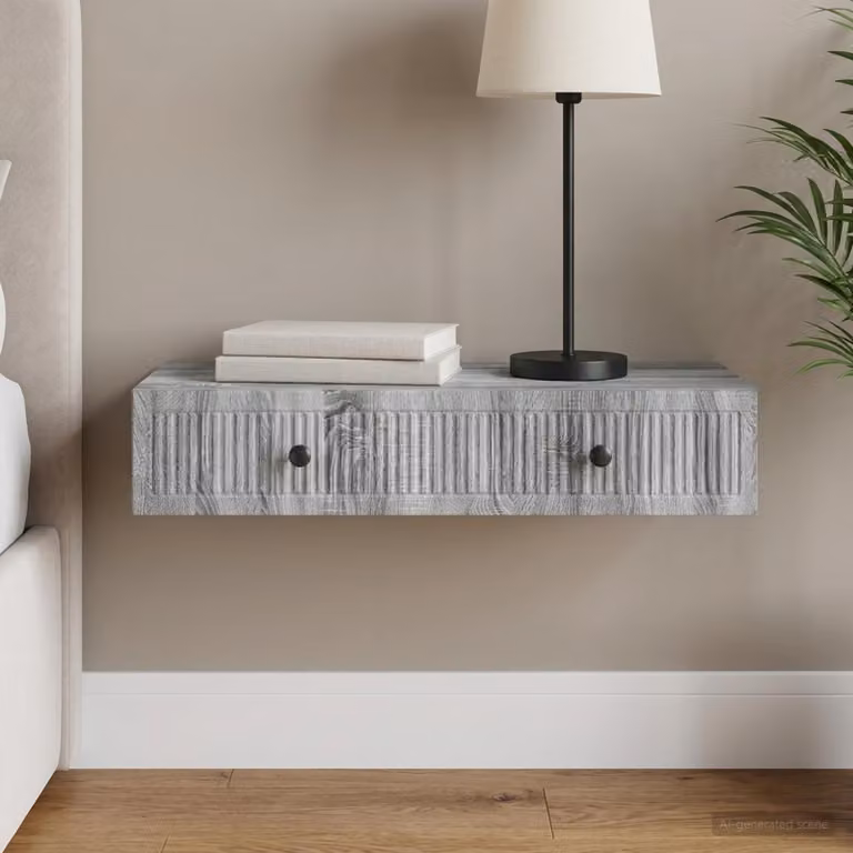 vidaXL Tavolino da Parete Laterale Moderno Grigio L: 87,5 cm, P: 34,5 cm, H: 17 cm