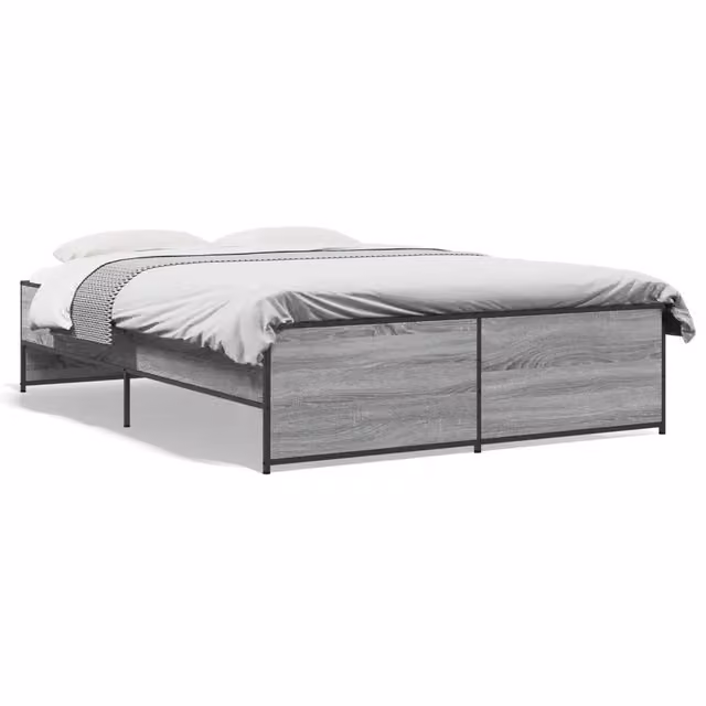 Letto matrimoniale | Letto per adulti | Giroletto Grigio Sonoma 120x190 cm in Legno Multistrato Metallo