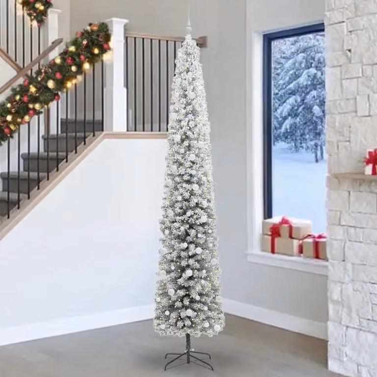 Albero di Natale artificiale moderno vidaXL verde con 300 LED luce bianca calda, Altezza: 270 cm
