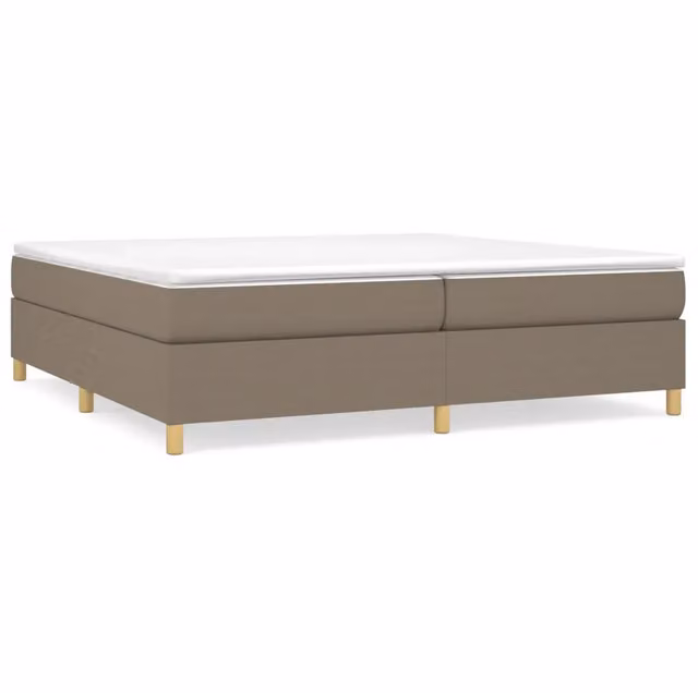 Letto matrimoniale DESIGN IN con struttura a rete a molle e rivestimento in tessuto beige L 200 x P 200 cm – 1