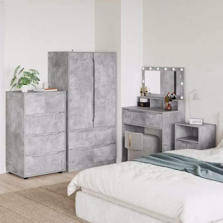 Set di 2 armadi di stoccaggio vidaXL in legno MDF grigio, design moderno, L 60 cm x P 48 cm x H 105 cm