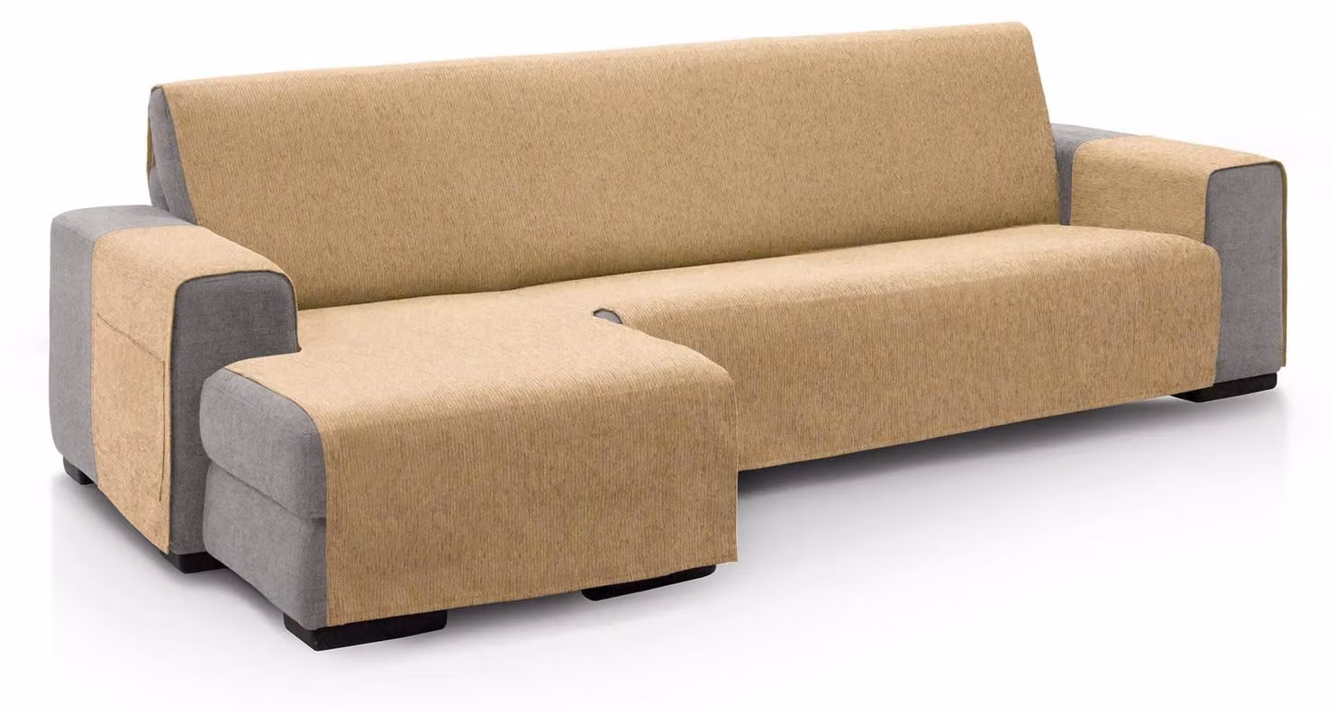 Copertura per divano a chaise longue in tessuto chenille, con bracciolo sinistro