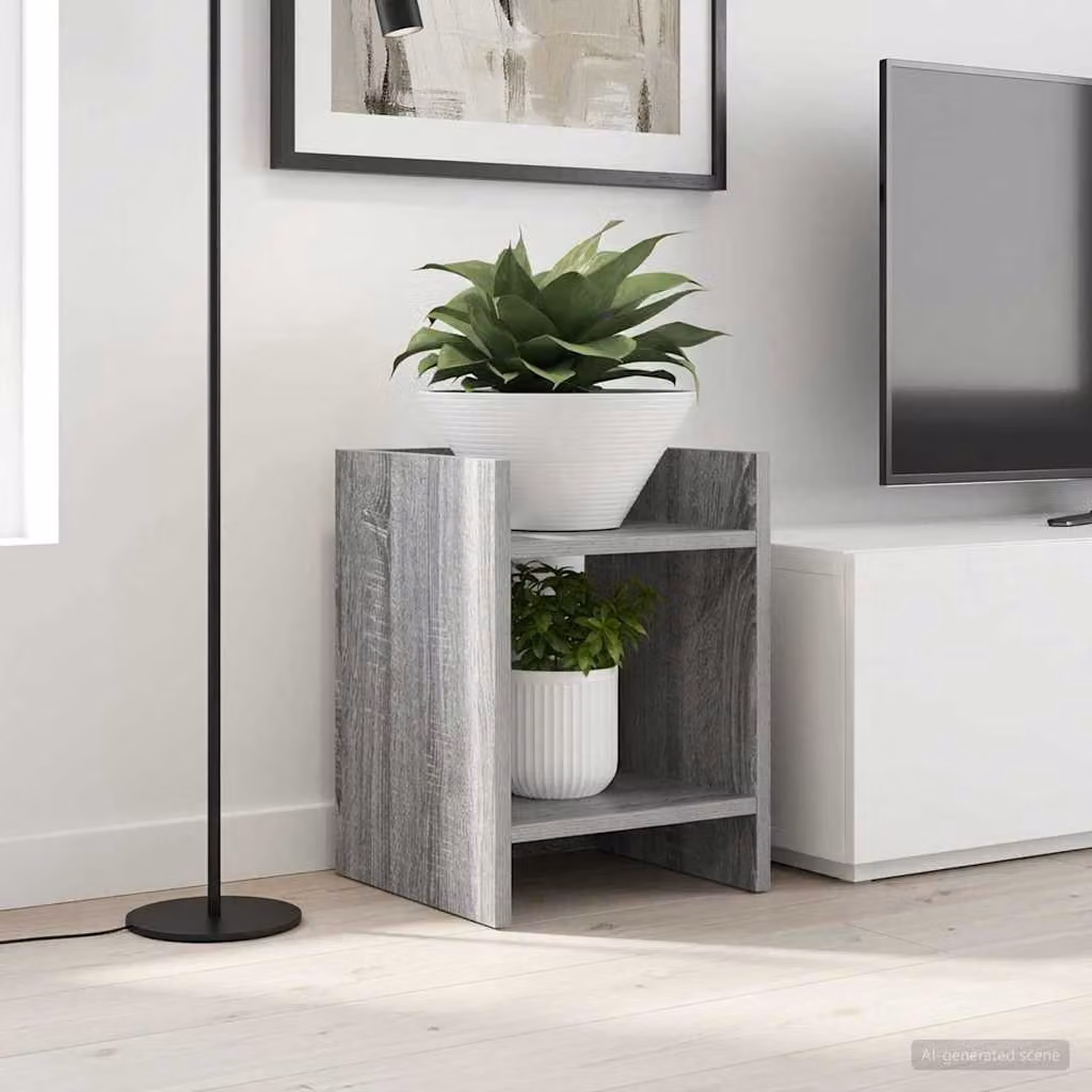 vidaXL Supporto per piante Sonoma grigio in legno MDF L/P/H: 30 x 30 x 40 cm