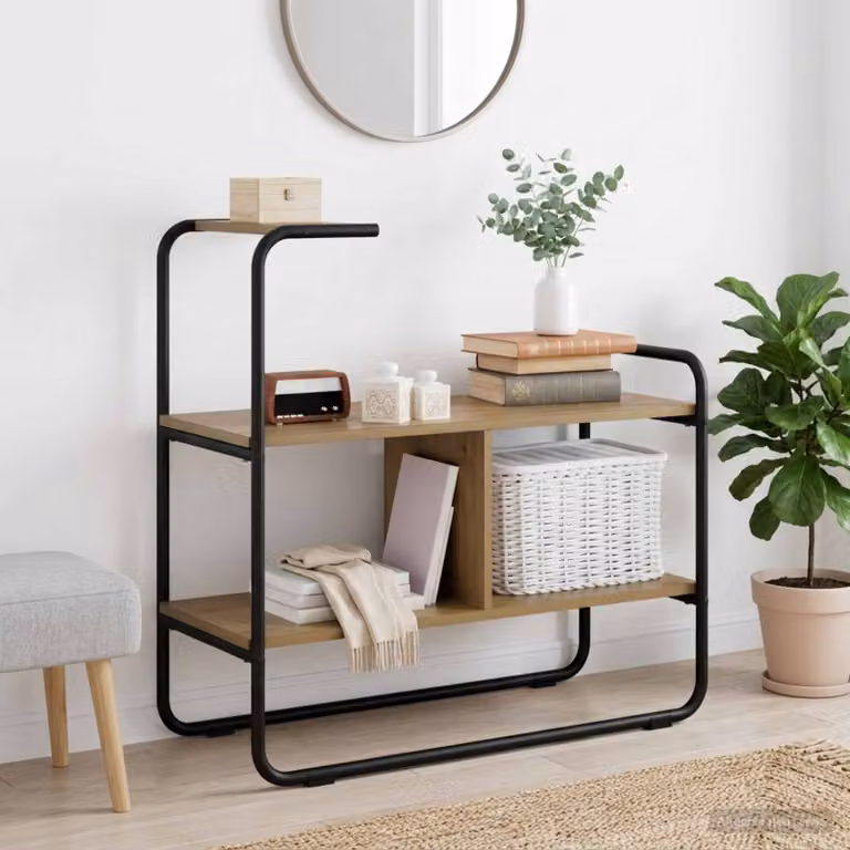 vidaXL Tavolo consolle in legno rovere marrone stile minimalista L: 80 cm, P: 35 cm, H: 75 cm