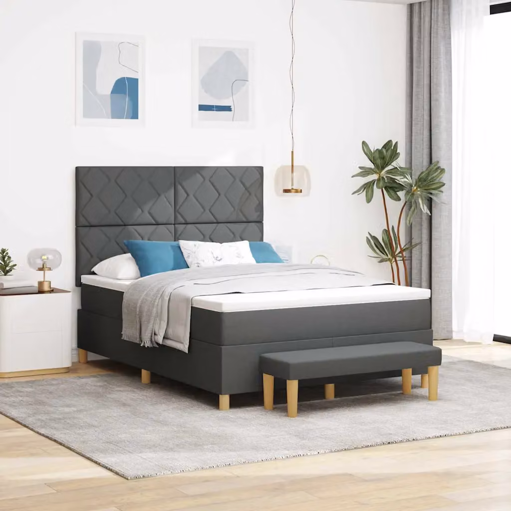 Letto a molle con materasso vidaXL Grigio, L: 160 cm, P: 200 cm, H: 128 cm – 1