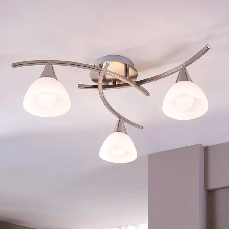 Plafoniera soffitto Della Lindby, dimmerabile, Alluminio / Grigio / Zincato, Soggiorno / Sala da pranzo, Vetro, Moderno, Plafoniera