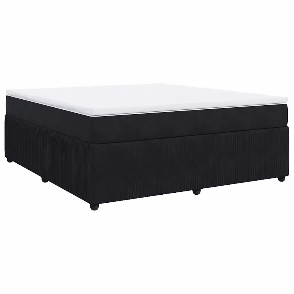 Letto Ibrido vidaXL con Giroletto a Molle e Materasso in Velluto Nero e Bianco L/P: 180 x 200 cm – 2