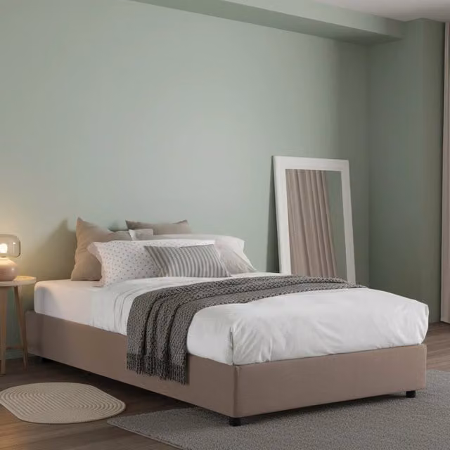 Ariba, Letto Piazza e Mezza Sfoderabile Made in Italy, Grigio Tortora