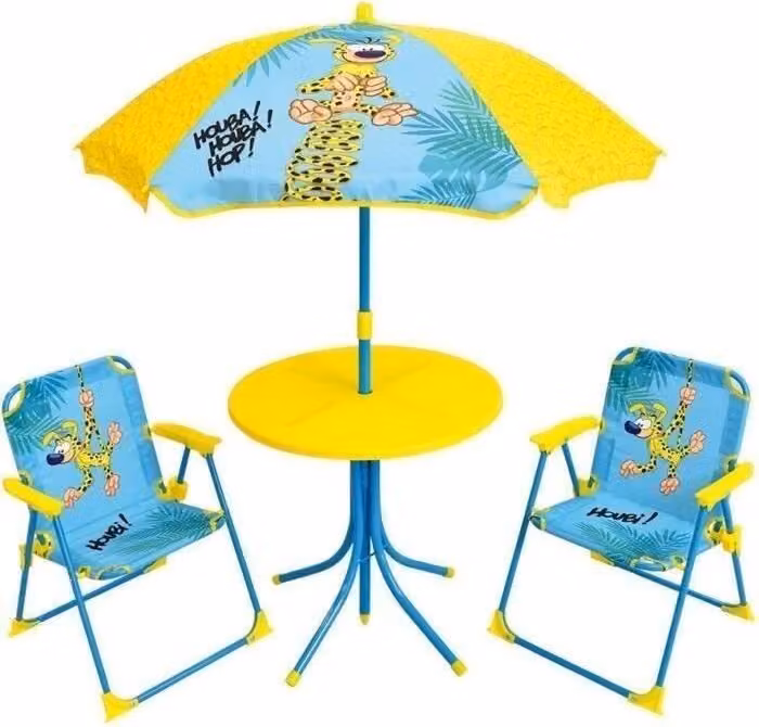 Set di sedie per bambini, FUN HOUSE MARSUPILAMI, giallo, 2 sedie pieghevoli, ombrellone