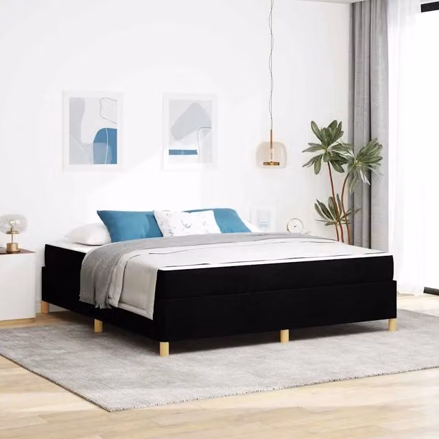 Struttura letto imbottita vidaXL in tessuto nero con legno ingegnerizzato L/P/H: 180 x 200 x 203 cm – 1