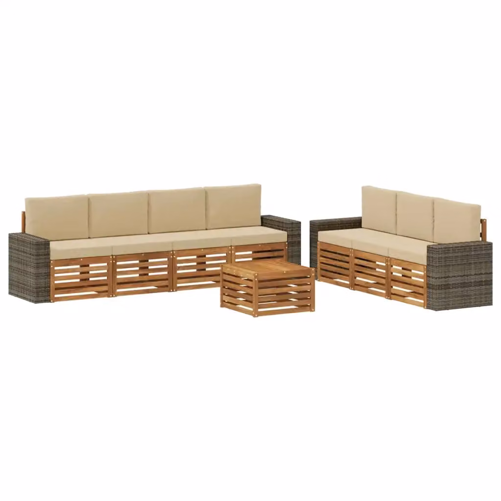 Set di divani da giardino vidaXL in legno di acacia massello, 8 pezzi, beige – 2