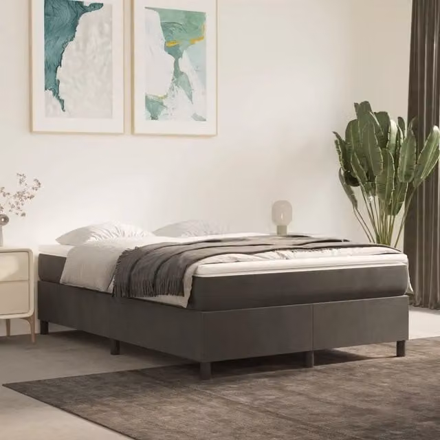 Struttura Letto Imbottita in Velluto Grigio vidaXL L 140 cm x P 190 cm