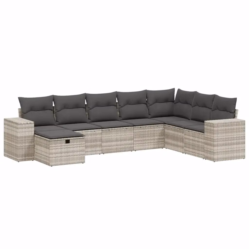 Set Divano da Giardino a L vidaXL 8pz con Cuscini Grigio con Struttura in Metallo e Polyrattan – 2