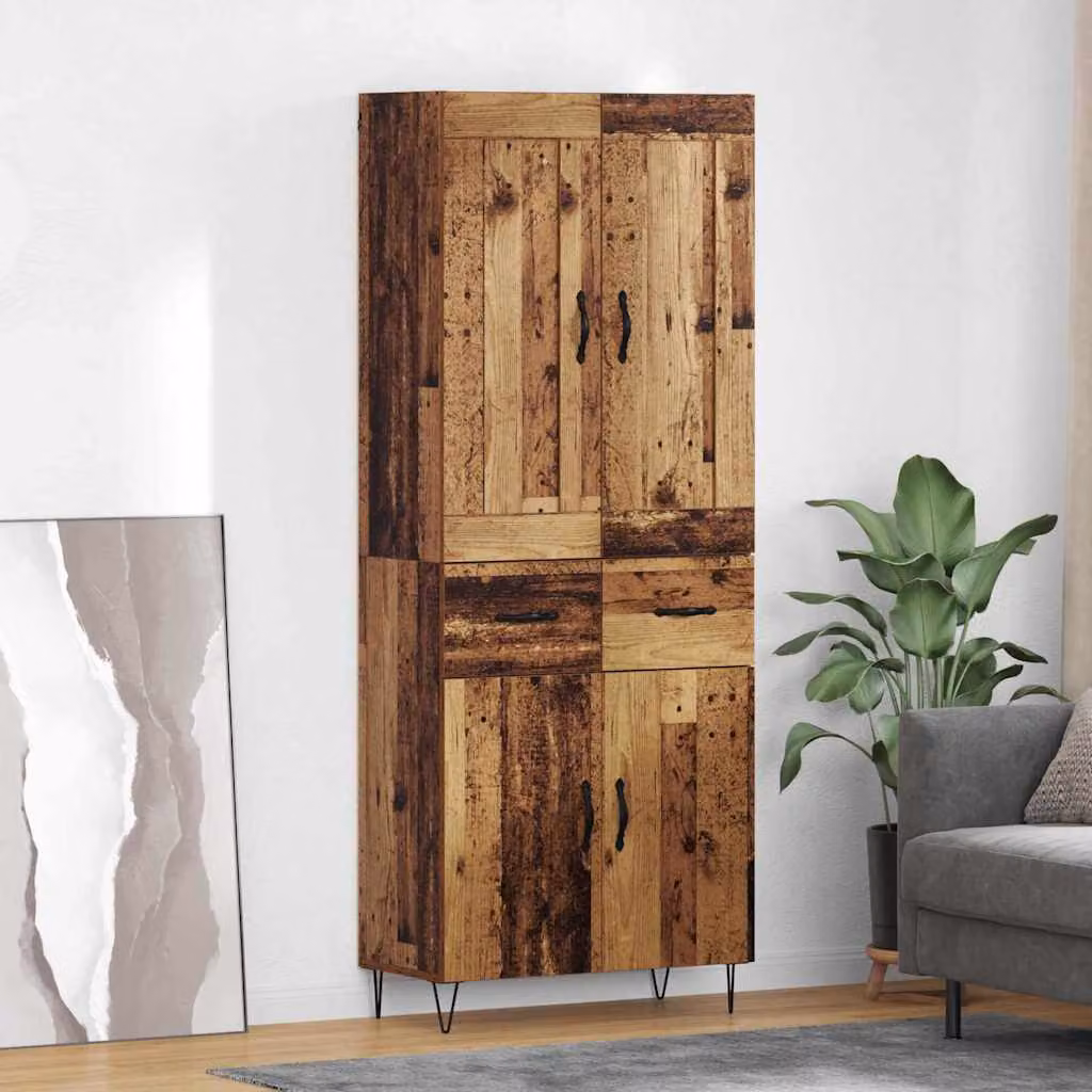 Credenza moderna vidaXL in legno e metallo color marrone L: 69,5 cm, P: 34 cm, H: 180 cm