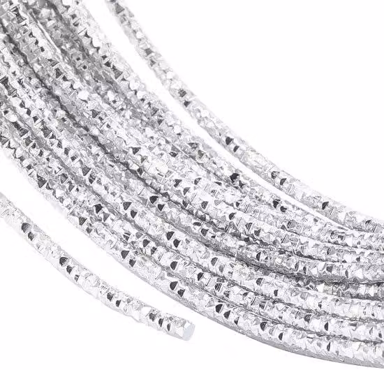 Filo di alluminio da 2 mm - Argento intrecciato - Lunghezza 10 metri - Taglio a diamante - Ideale per la creazione di gioielli - Texture per lavori artigianali