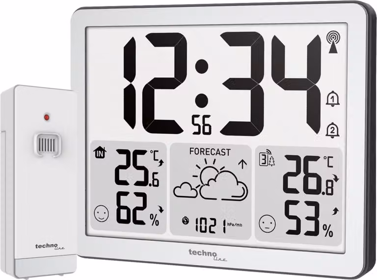 WS6780-2: orologio e stazione meteorologica radio controllata, con misurazione della temperatura interna ed esterna e dell'umidità