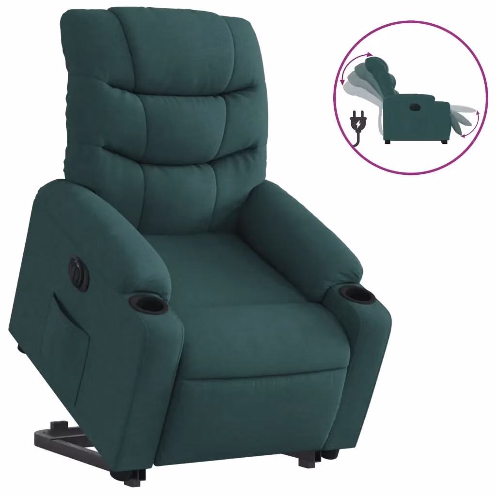 Poltrona Alzapersona Reclinabile Elettrica vidaXL Verde con Braccioli per Senior e Uso TV – 2