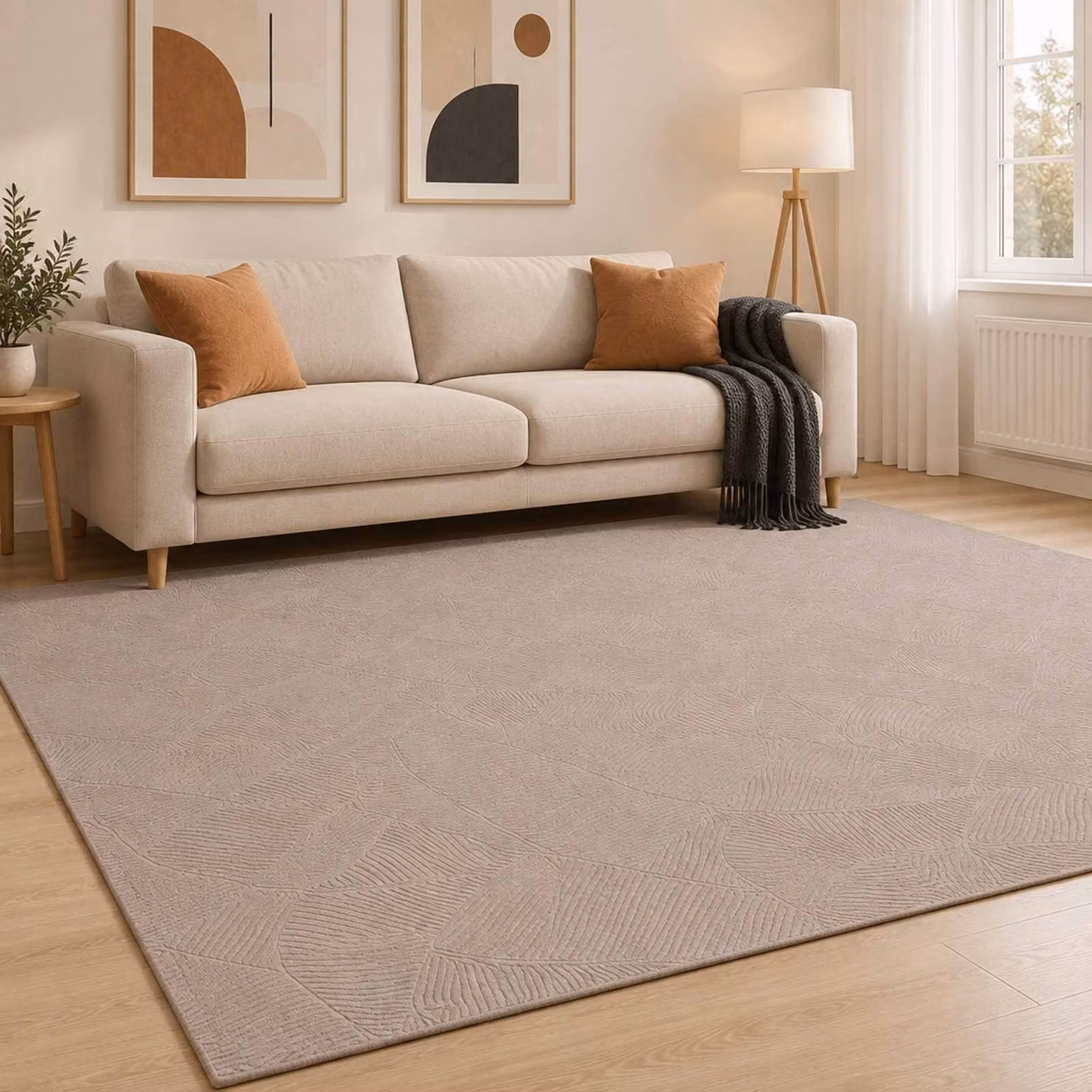 Tappeto moderno vidaXL IZA beige con design astratto in 100% poliestere, L 200 cm x P 280 cm