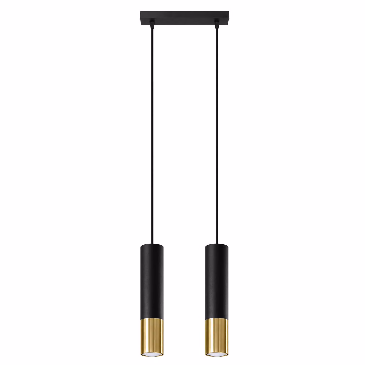 Lampada a sospensione LOOPEZ 2 nero/oro 2xGU10 10W acciaio 90x6x30cm Sollux Lighting