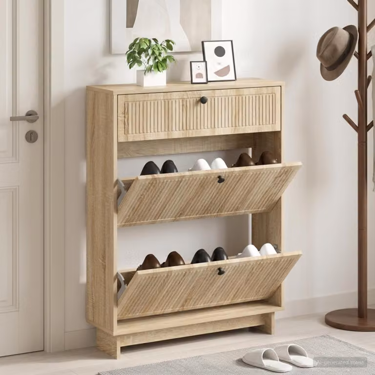 Mobile porta scarpe vidaXL moderno in legno e metallo, L 78 cm x P 24 cm x H 103 cm