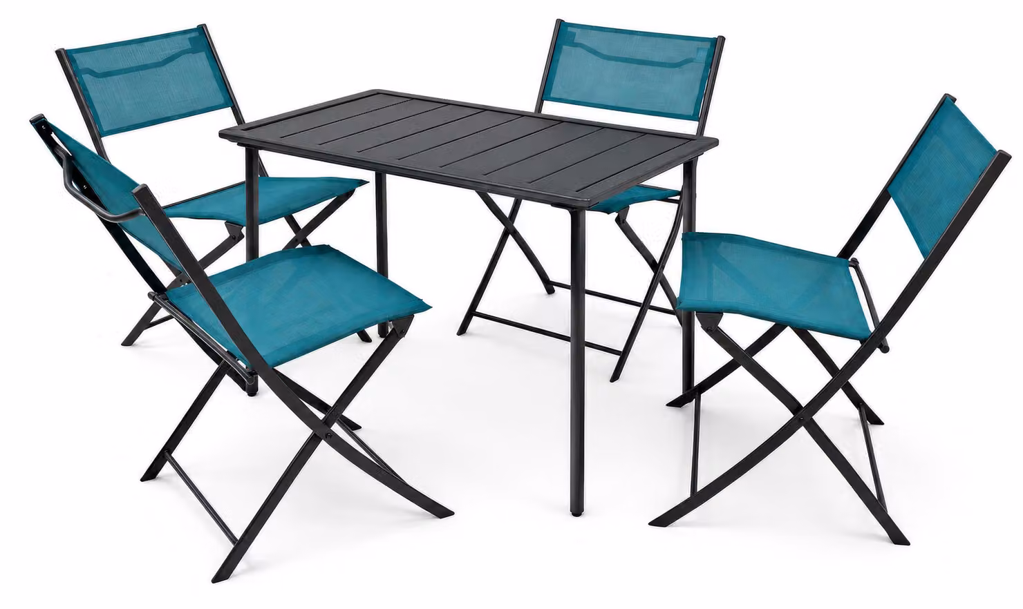 Set mobili da giardino da 5 pezzi | gruppo di posti a sedere gruppo da pranzo | 1xtable, 4x sedie pieghevoli | dimensioni del tavolo ca. H. 72 x W. 80 x D. 55 cm | Set Giardino – Sumila 80x55