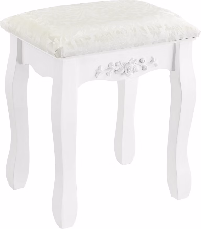In And OutdoorMatch Milton - Con sgabello e specchio - 141x75x40 cm - Bianco - Design moderno
