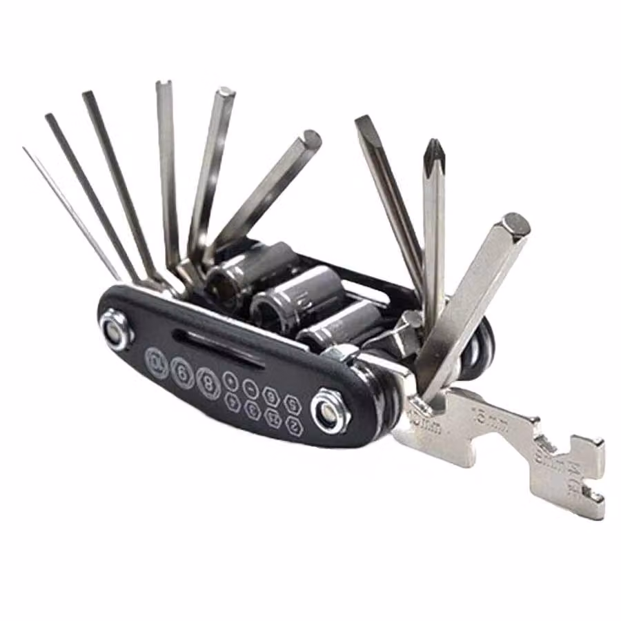 MUNDO® Set di attrezzi per biciclette, set di estrattori 16 in 1 Rapatur, multiutensile, set di chiavi a bussola