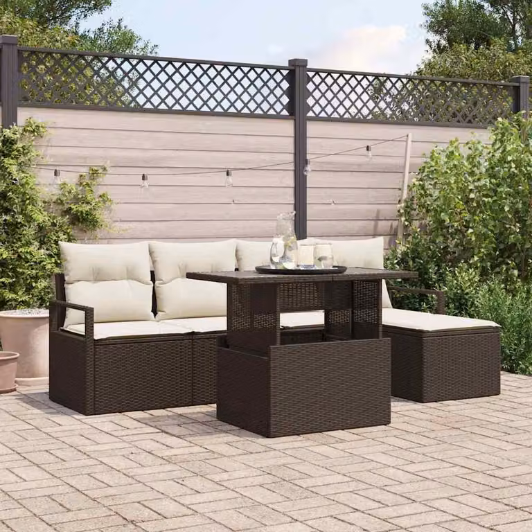 Maison Exclusive - Set da giardino composto da 6 pezzi, divano in rattan sintetico marrone