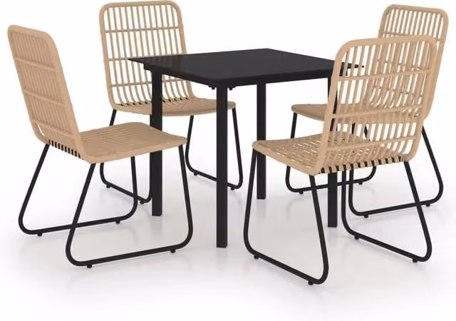 Set da pranzo da giardino mobile da esterno 5 pezzi in polyrattan e vetro 02_0014233