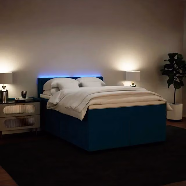 Letto Ibrido con Materasso in Velluto Blu e Struttura in Legno di Pino vidaXL L/P: 160 x 200 cm – 1