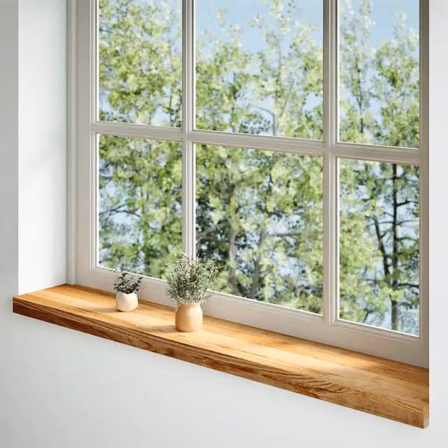 Set di 2 Davanzali in Legno Massello di Rovere Marrone Chiaro DESIGN IN L: 160 cm, P: 20 cm, H: 2 cm