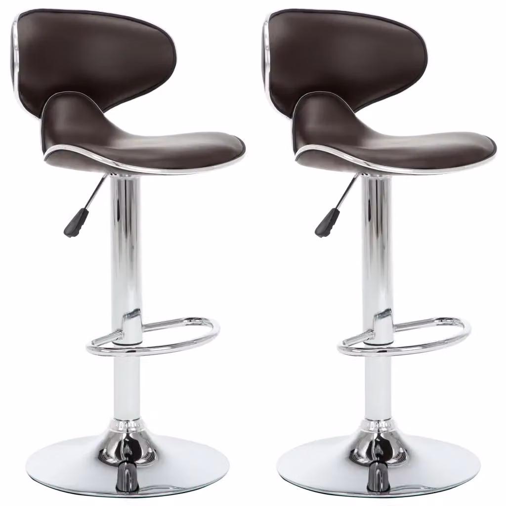 Set di 2 sgabelli da bar vidaXL in similpelle marrone con base girevole a 360 gradi – 2