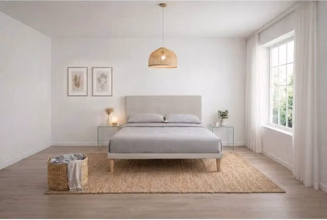 Letto imbottito Letto Matrimoniale alla Francese 140x200 cm Flat - Similpelle,Tortora,Con rete