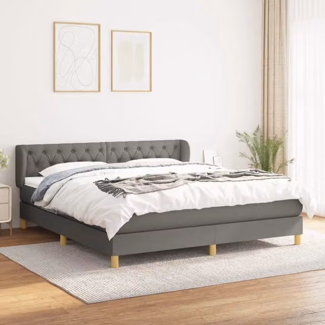 Letto Ibrido vidaXL con Giroletto a Molle e Materasso Grigio e Bianco L/P/H: 160 x 200 x 44 cm – 1