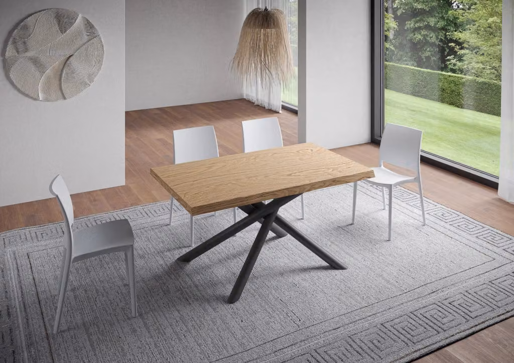 Tavolo fisso rettangolare Vindral in rovere e metallo con gambe antracite L: 160 cm, P: 90 cm, H: 75 cm – 2
