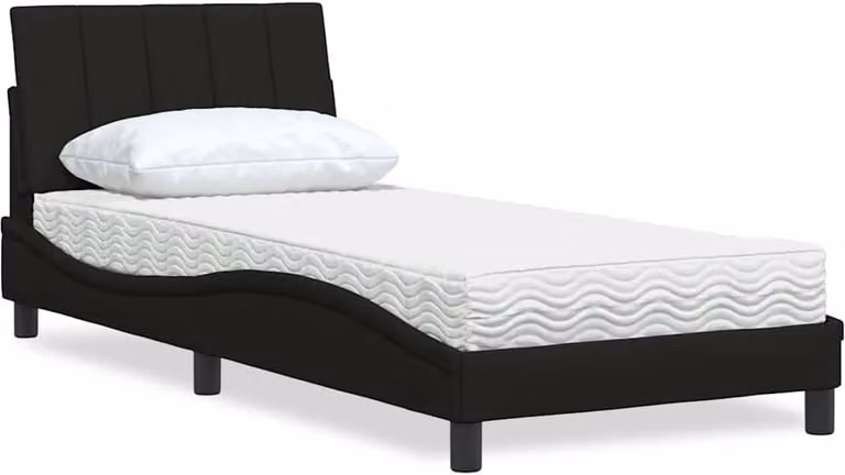 Letto con Materasso Hanko Nero 90x190 cm in Tessuto