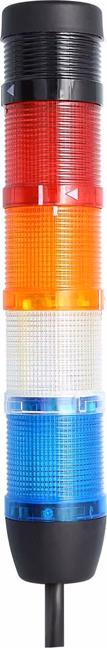 Colonna segnaletica STEX24 blu-bianca-gialla-rossa, 50 mm, 24 V CA/CC, luce lampeggiante a LED con cicalino, cavo da 10,0 metri, SS50-B4/24 138