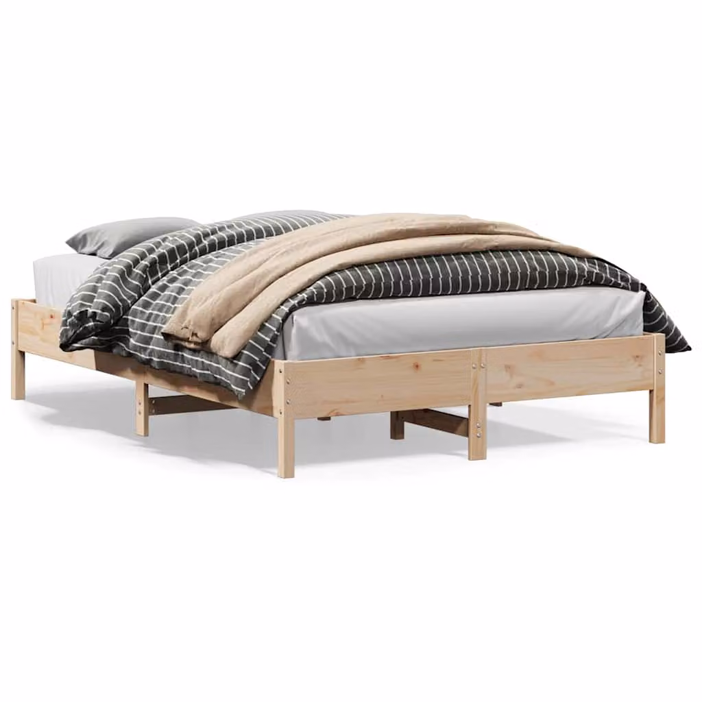 Letto senza materasso vidaXL in legno massello di pino, stile rustico, colore marrone, L 120 cm x P 200 cm