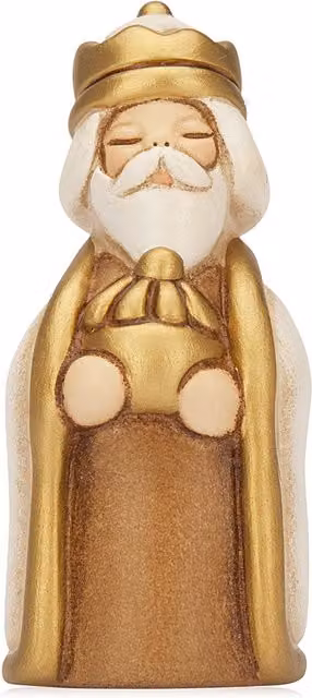 Presepe Classico Thun Re Magi Baldassarre con incenso in ceramica bianco e multicolore