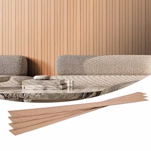 Set di 8 Pannelli Acustici a Doghe VEVOR in Legno di Frassino Marrone con Effetto Legno per Decorazione Parete e Riduzione Rumore, L: 245 cm, H: 16,6 cm, P: 0,9 cm