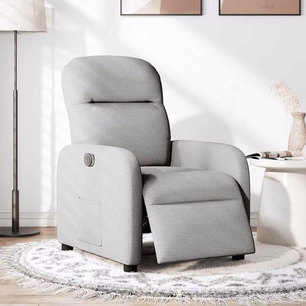 vidaXL Poltrona Elettrica Reclinabile Grigio Nuvola in Tessuto