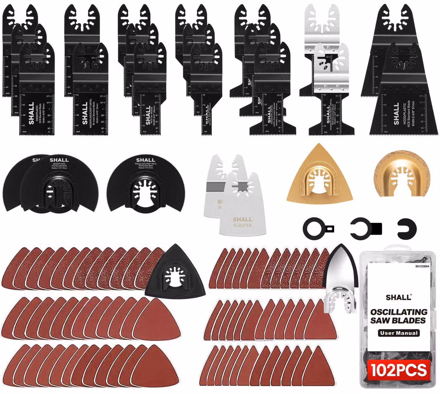 Set di 102 lame multifunzione, accessori per utensile multifunzione oscillante, lame in HCS e bimetalliche