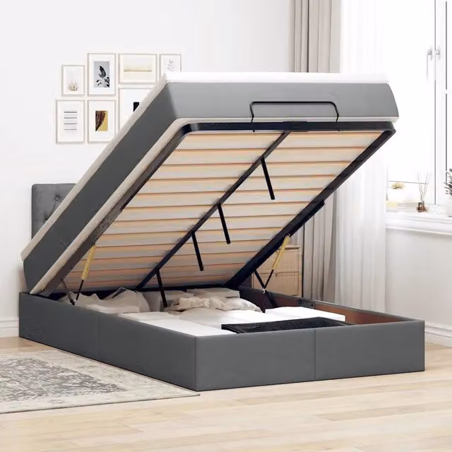 Pouf Letto con Materasso e LED vidaXL Grigio e Bianco L: 120 cm, P: 200 cm, H: 88 cm