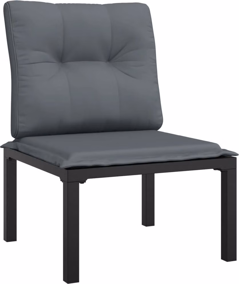 Poltrona da Giardino con Cuscini Polyrattan Nero e Grigio